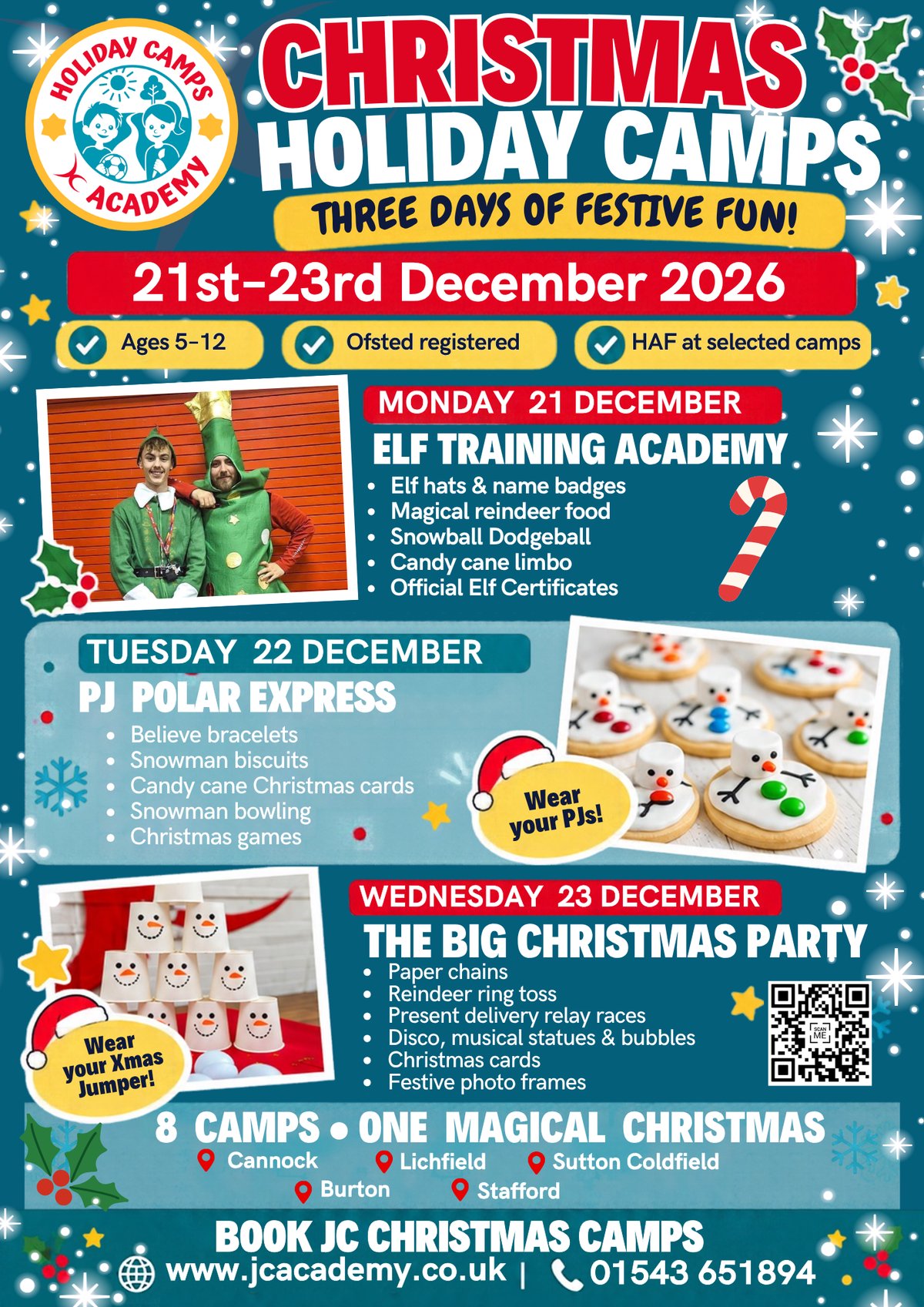 Christmas holiday camp timetable poster